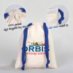 Canvas Bag 15.5x20 cm - Colored String - Navy Blue (Customizable) - istecanta.com