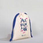Canvas Bag 15.5x20 cm - Colored String - Navy Blue (Customizable) - istecanta.com