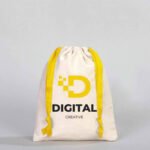 Canvas Bag 15.5x20 cm - Colored String - Yellow (Customizable) - istecanta.com