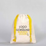 Canvas Bag 15.5x20 cm - Colored String - Yellow (Customizable) - istecanta.com