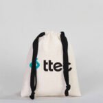 Canvas Bag 15.5x20 cm - Colored String - Black (Customizable) - istecanta.com
