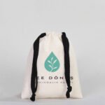 Canvas Bag 15.5x20 cm - Colored String - Black (Customizable) - istecanta.com