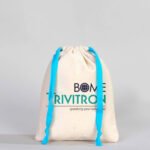 Canvas Bag 15.5x20 cm - Colored String - Turquoise (Customizable) - istecanta.com
