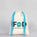 Canvas Bag 15.5x20 cm - Colored String - Turquoise (Customizable) - istecanta.com