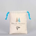 Canvas Bag 15.5x20 cm - Colored String - Turquoise (Customizable) - istecanta.com