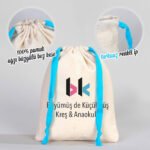 Canvas Bag 15.5x20 cm - Colored String - Turquoise (Customizable) - istecanta.com