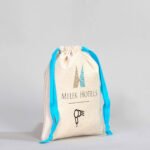 Canvas Bag 15.5x20 cm - Colored String - Turquoise (Customizable) - istecanta.com