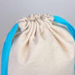 Canvas Bag 15.5x20 cm - Colored String - Turquoise (Customizable) - istecanta.com