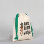 Canvas Bag 15.5x20 cm - Colored String - Green (Customizable) - istecanta.com