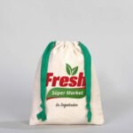 Canvas Bag 15.5x20 cm - Colored String - Green (Customizable) - istecanta.com