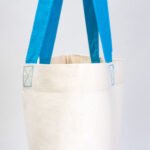 Gabardine Fabric Bag with Turquoise Handle 40x35cm (Customizable) - istecanta.com