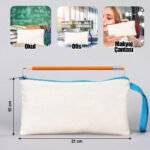 Fabric Pencil Case with Colored Zipper Turquoise - Customizable - istecanta.com