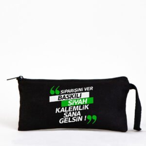 Fabric Pencil Case and Makeup Bag - Black 21x10 cm (Customizable)