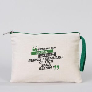 Clutch 21x15 cm Green Zipper (Customizable)
