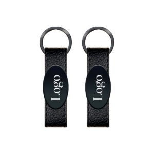 Metal Artificial Leather Keychain - Double-Sided - 2403