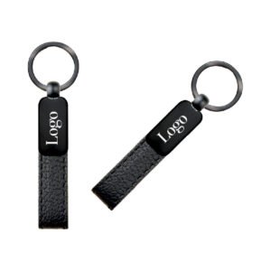 Metal Faux Leather Keychain - Double-Sided-2409