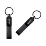 Metal Faux Leather Keychain - Double-Sided-2409