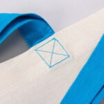Gabardine Fabric Bag with Turquoise Handle 40x35cm (Customizable) - istecanta.com