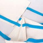 Gabardine Fabric Bag with Turquoise Handle 40x35cm (Customizable) - istecanta.com