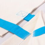 Gabardine Fabric Bag with Turquoise Handle 40x35cm (Customizable) - istecanta.com