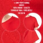 Basic T-shirt Kırmızı - Baskılı - istecanta.com
