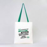 Canvas Bag with Green Handle 35x40 cm (Customizable) - istecanta.com