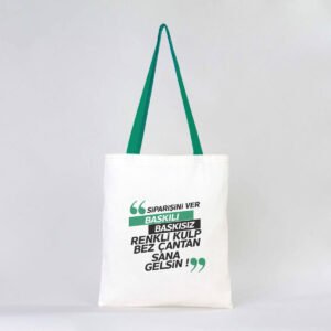Canvas Bag Green Handle 35x40 cm (Customizable)