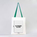 Canvas Bag with Green Handle 35x40 cm (Customizable) - istecanta.com