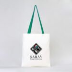 Canvas Bag with Green Handle 35x40 cm (Customizable) - istecanta.com
