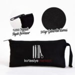 Fabric Pencil Case and Makeup Bag - Black 21x10 cm (Customizable) - istecanta.com
