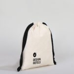Canvas Bag 15.5x20 cm - Colored String - Black (Customizable) - istecanta.com