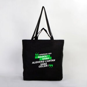 Plain Canvas Shopping Bag - Black 48x41x10 cm (Customizable)