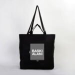 Raw Canvas Shopping - Market Bag Black 48x41x10 cm (Customizable) - istecanta.com