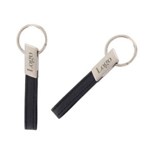 Metal Faux Leather Keychain - Double-Sided-2411
