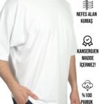 Oversize Bisiklet Yaka Tişört Beyaz (Özelleştirilebilir) - istecanta.com