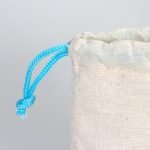 Canvas Bag 10x13 cm - Colored String - Turquoise (Customizable) - istecanta.com