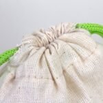 Canvas Bag 10x13 cm - Colored String - Green (Customizable) - istecanta.com