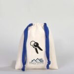Canvas Bag 15.5x20 cm - Colored String - Navy Blue (Customizable) - istecanta.com