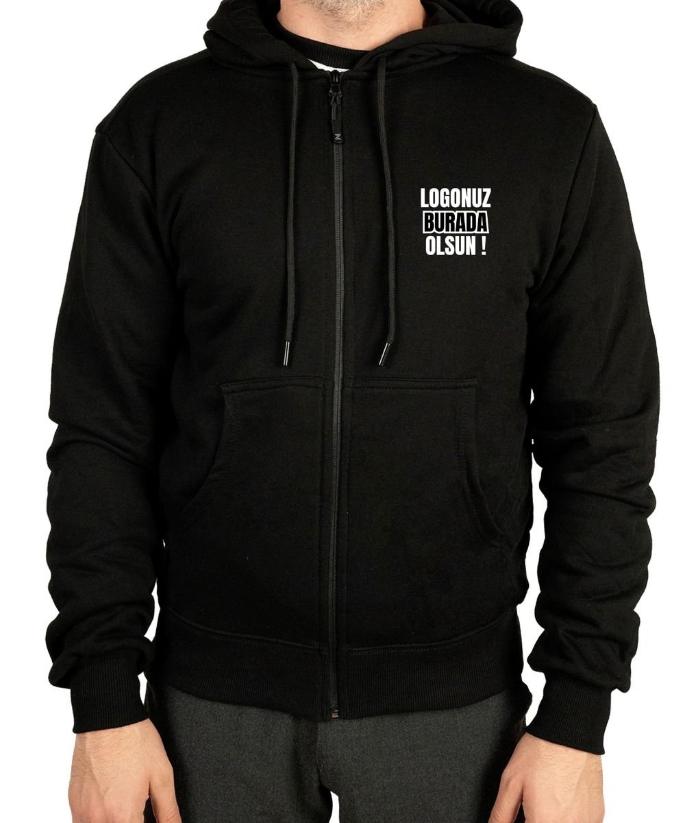Kapüşonlu ve Fermuarlı Sweatshirt - 3 İplik, Şardonsuz (Özelleştirilebilir) - istecanta.com