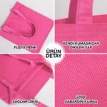 Gabardine Fabric Bag Fuchsia - 35x40 cm (Customizable) - istecanta.com