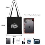 Black Gabardine Fabric Bag 35x40 cm (Customizable) - istecanta.com