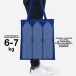 Gabardine Fabric Bag Saks Blue 35x40 cm (Customizable) - istecanta.com