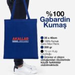 Gabardine Fabric Bag Saks Blue 35x40 cm (Customizable) - istecanta.com