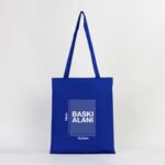 Gabardine Fabric Bag Saks Blue 35x40 cm (Customizable) - istecanta.com