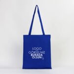 Gabardine Fabric Bag Saks Blue 35x40 cm (Customizable) - istecanta.com
