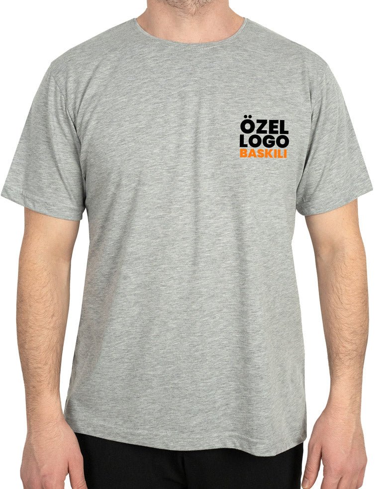 Basic T-shirt Gri- Baskılı - istecanta.com