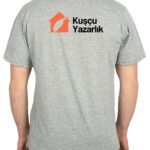 Basic T-shirt Gri- Baskılı - istecanta.com