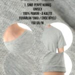 Basic T-shirt Gri- Baskılı - istecanta.com