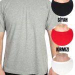 Basic T-shirt Gri- Baskılı - istecanta.com