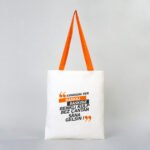 Canvas Tote Bag Orange Handle 35x40 cm (Customizable) - istecanta.com